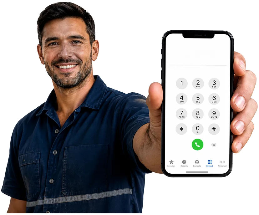 Plumber answering a Fairfield West enquiry by phone