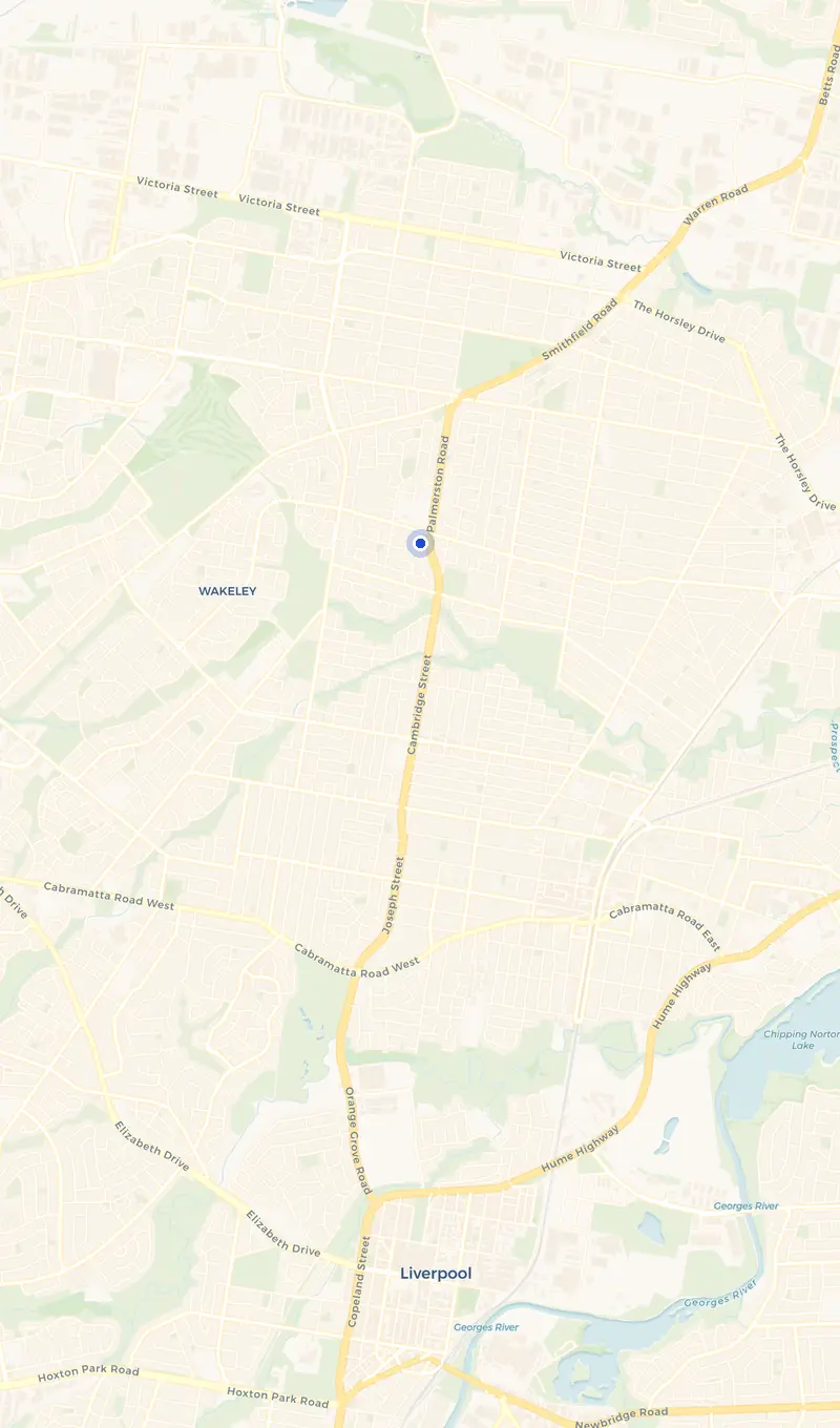Map of the Fairfield West service area and the surrounding suburbs we cover.